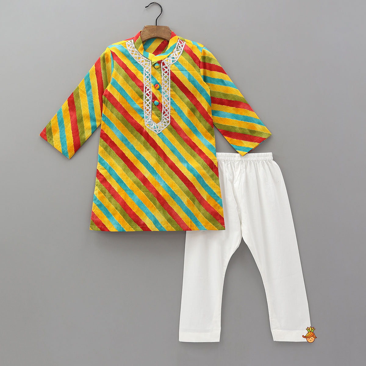 Pre Order: Colourful Striped Cotton Kurta And Pyjama