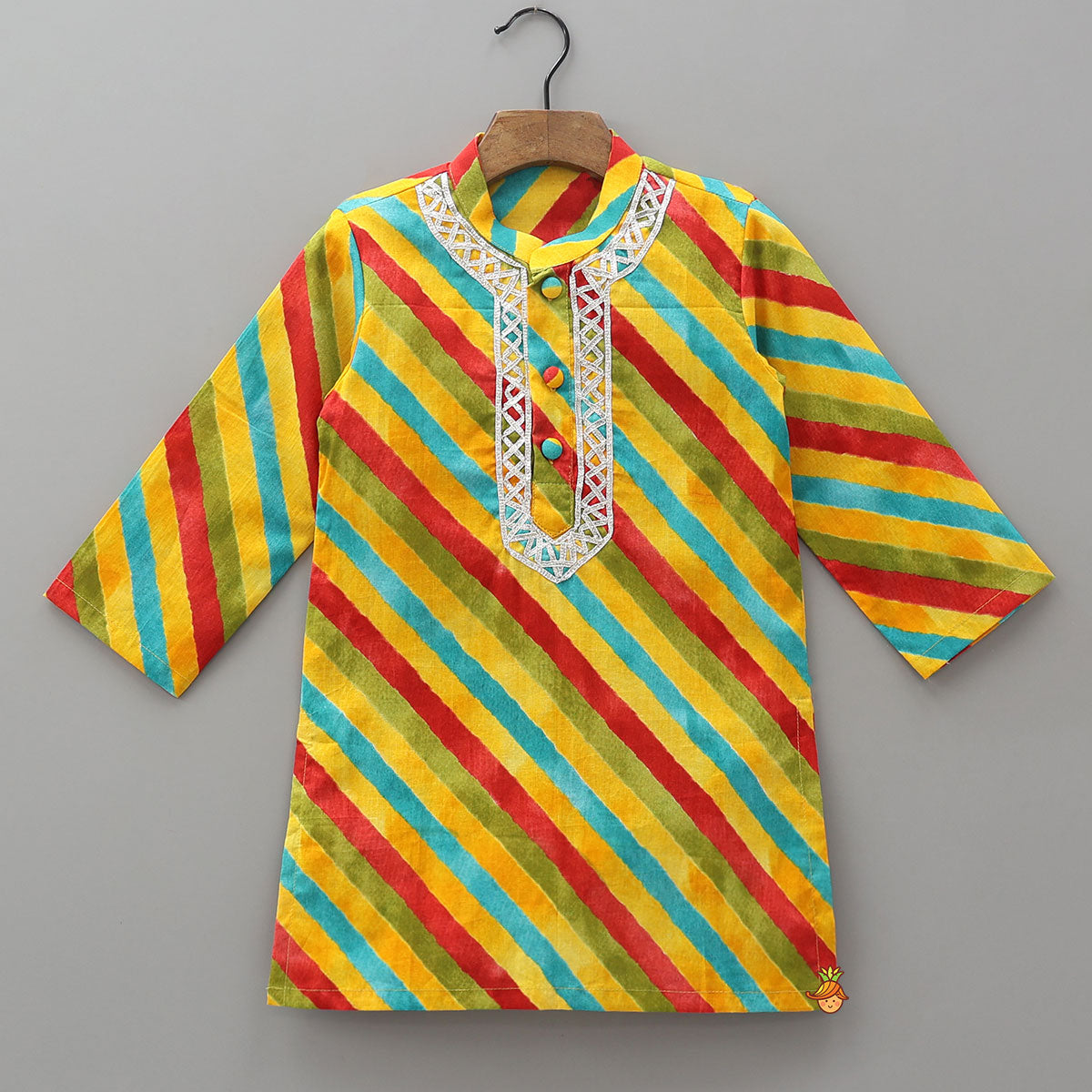 Pre Order: Colourful Striped Cotton Kurta And Pyjama