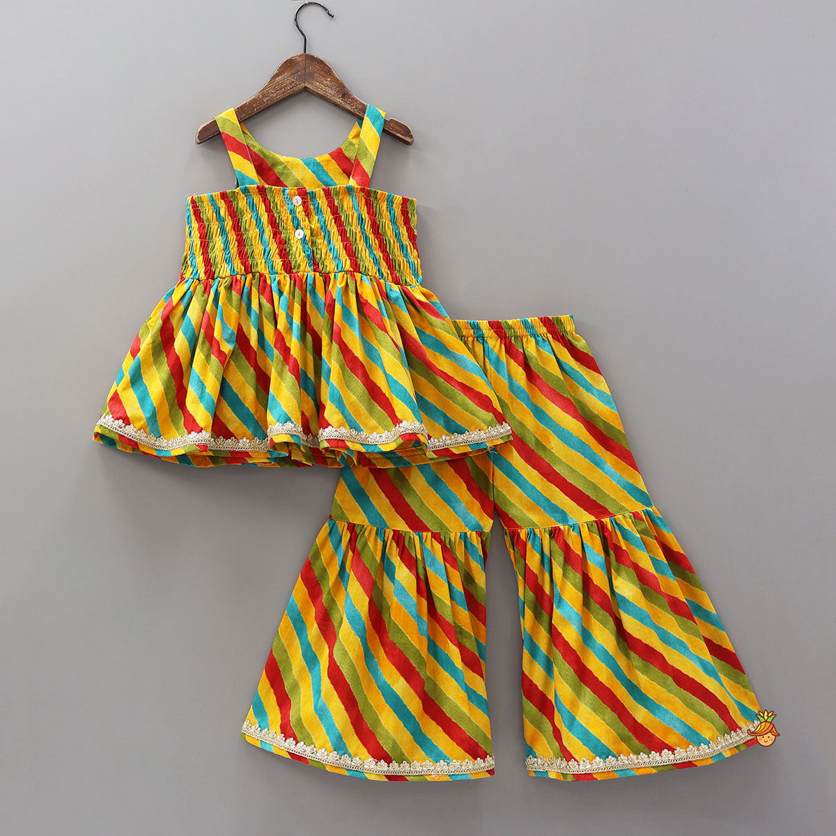Pre Order: Strappy Peplum Style Kurti With Sharara And Dupatta