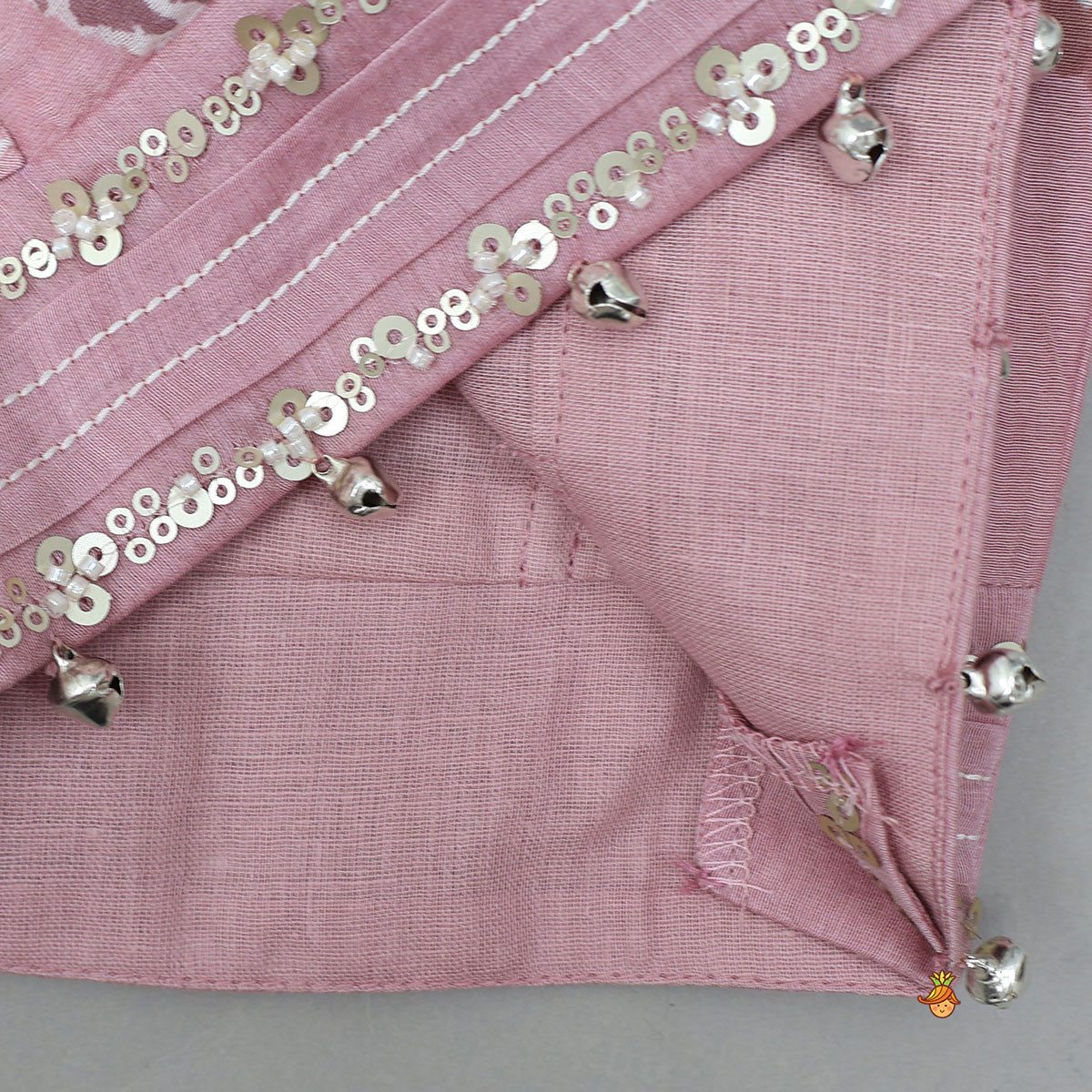 Pre Order: Printed Mul Chanderi Ruffle Crop Top And Lehenga