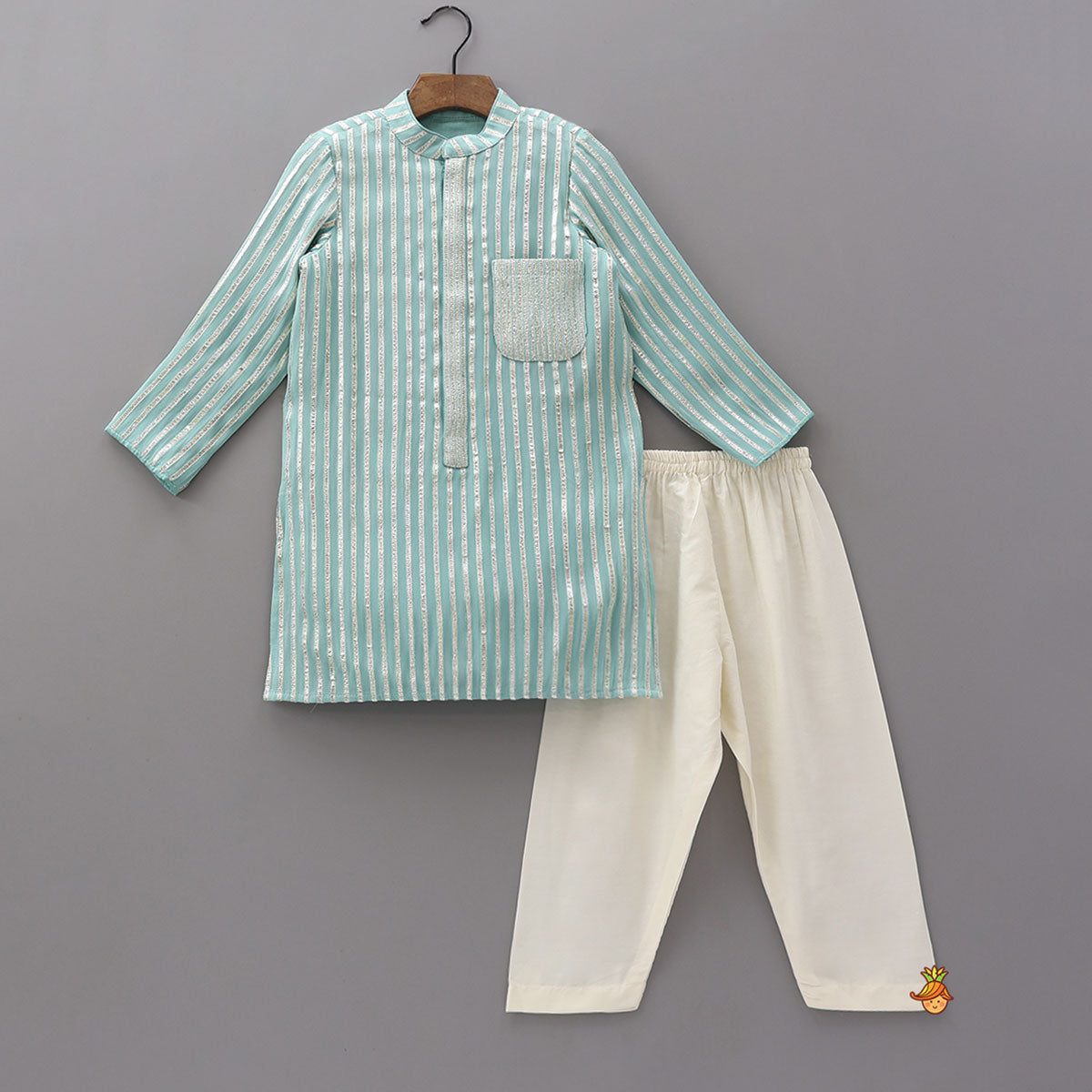 Pre Order: Festive Gota Embroidered Kurta With Pyjama