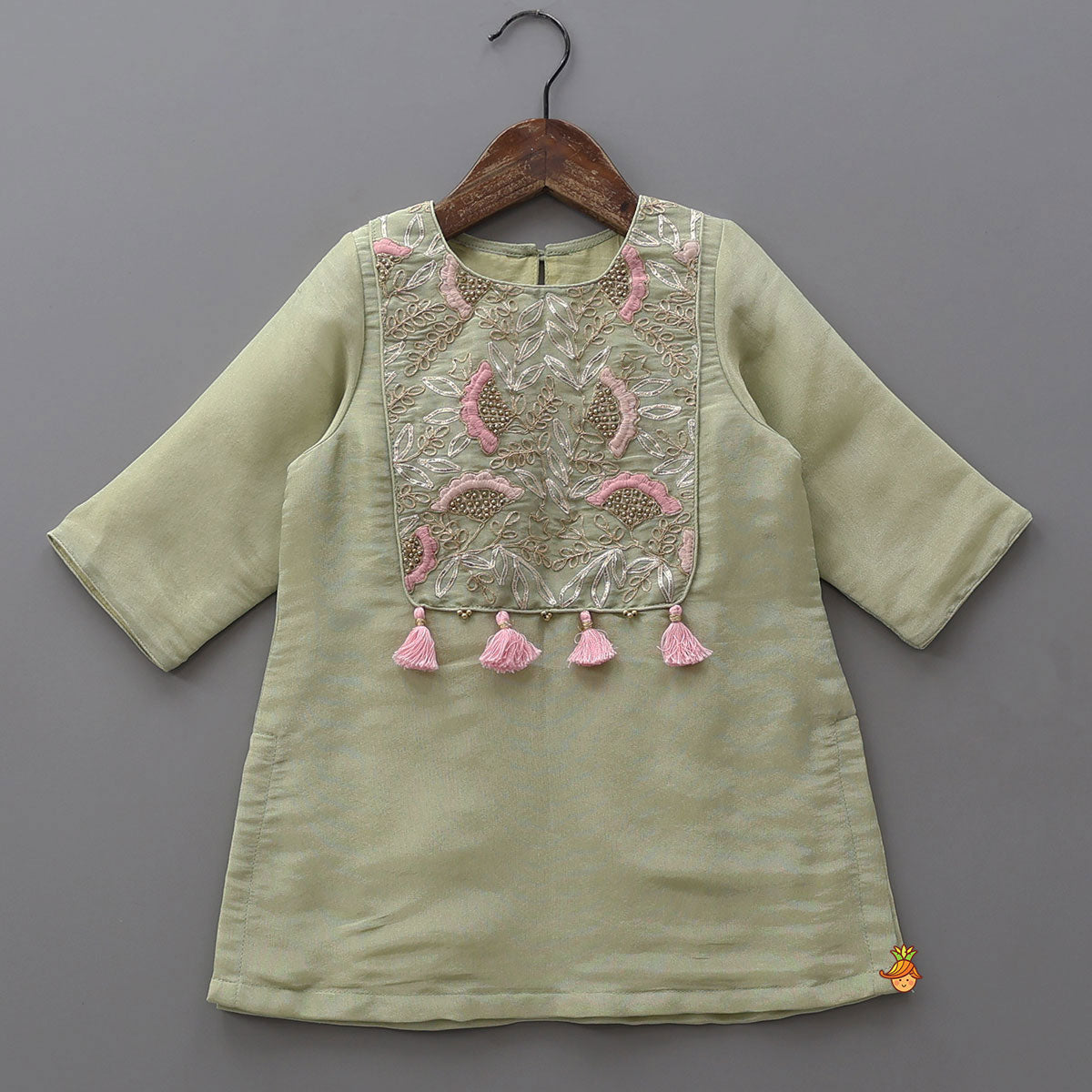 Pre Order: Yoke Embroidered Shimmery Kurti And Sharara