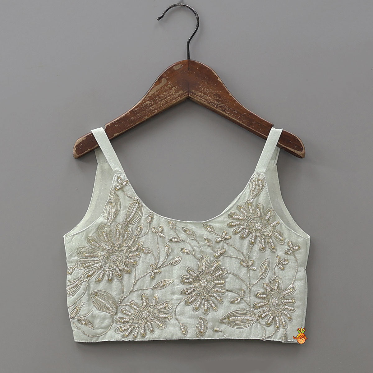 Pre Order: Strappy Crop Top And Scalloped Lehenga