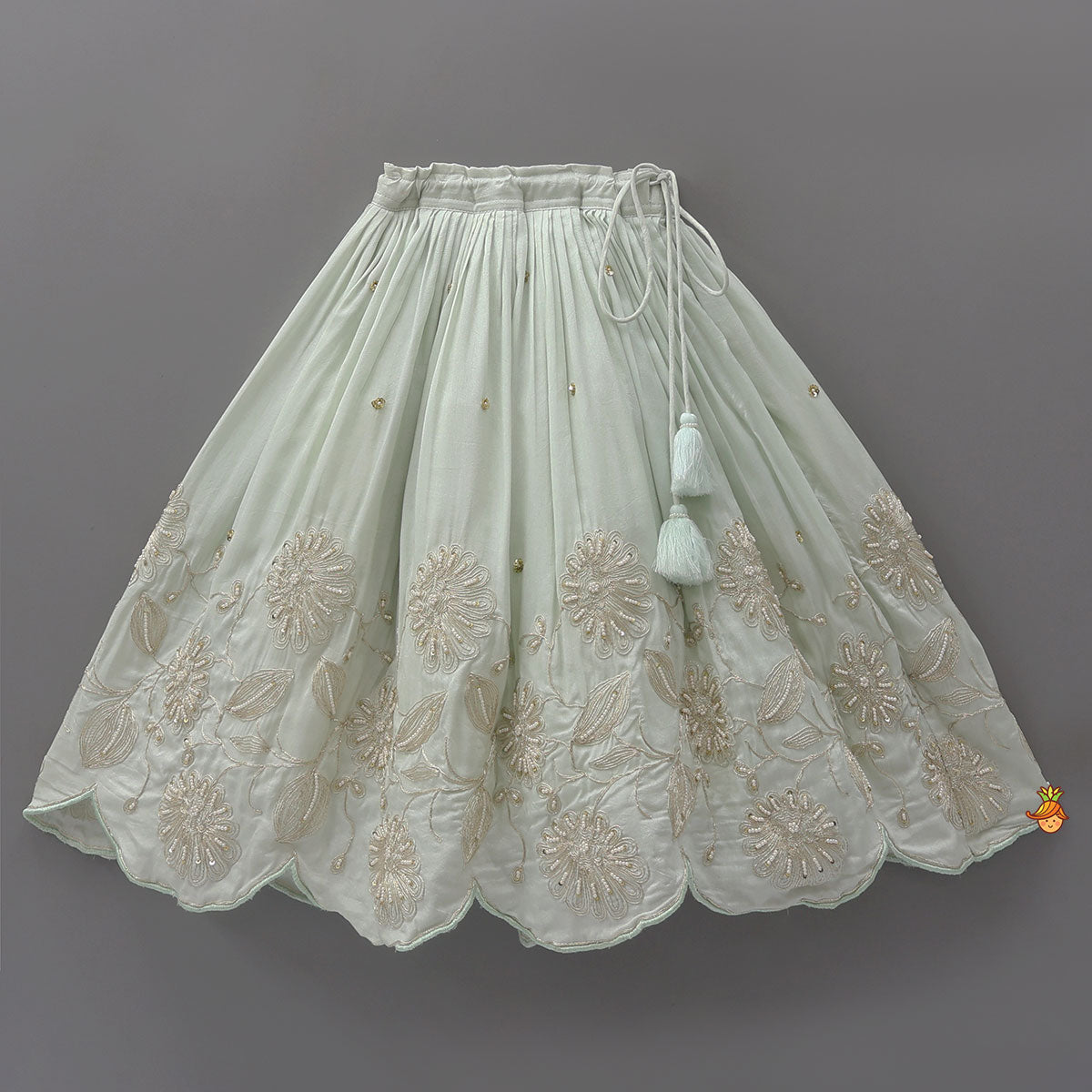 Pre Order: Strappy Crop Top And Scalloped Lehenga