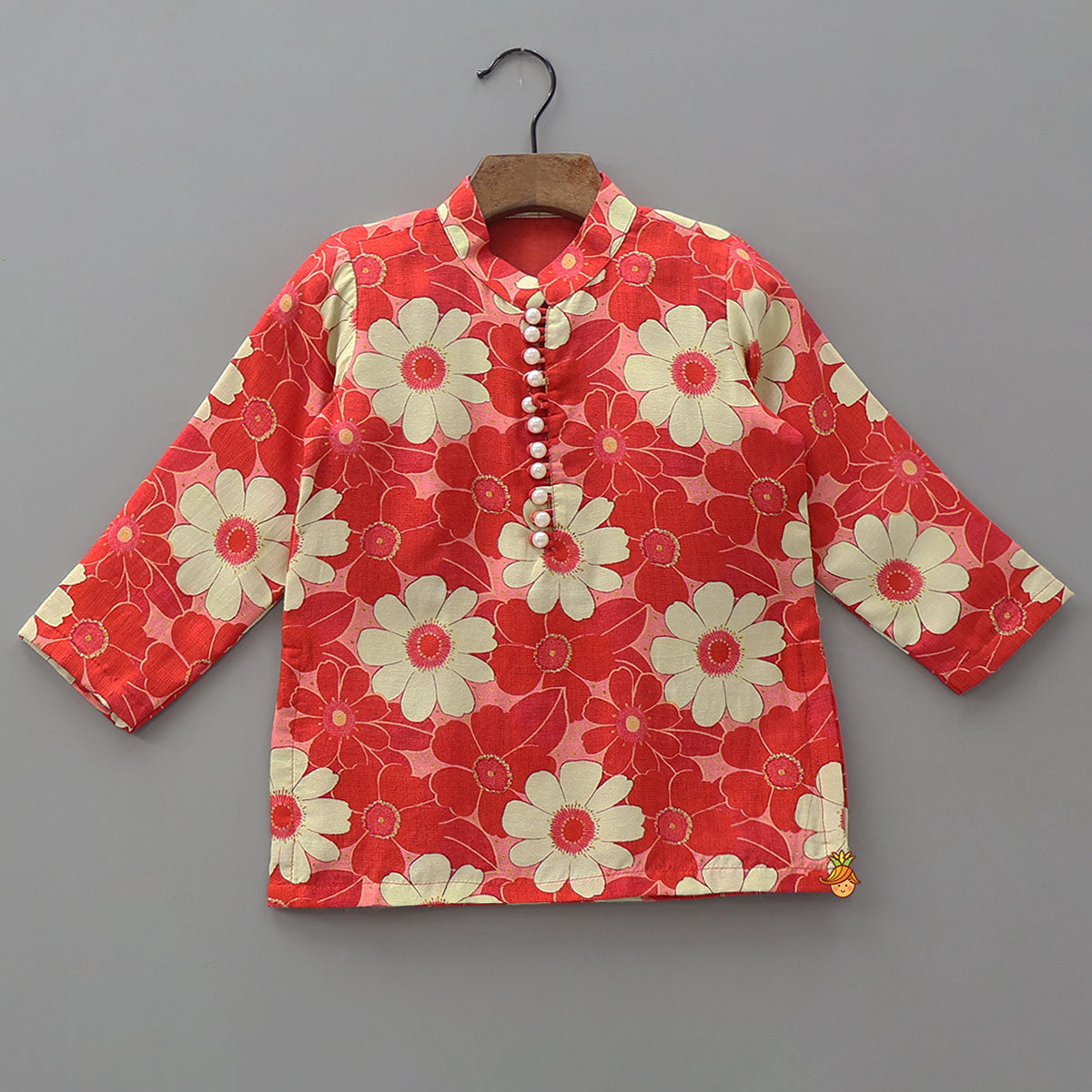Pre Order: Loop Button Floral Print Kurta And Pyjama