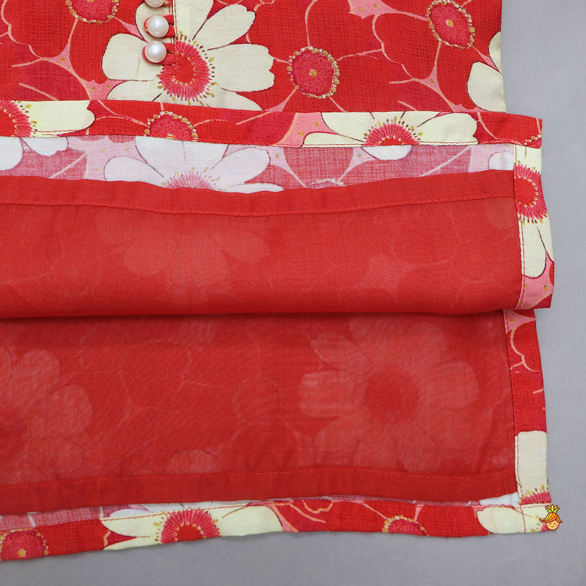 Pre Order: Loop Button Floral Print Kurta And Pyjama