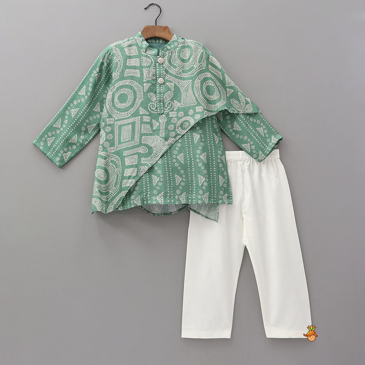 Pre Order: Bandhani Inspired Printed Layered Kurta With Pyjama