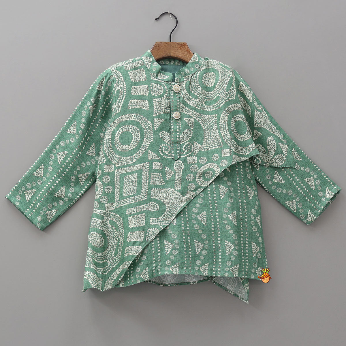 Pre Order: Bandhani Inspired Printed Layered Kurta With Pyjama