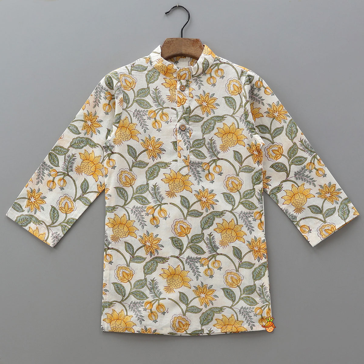 Pre Order: Hand Block Printed Kurta With Lace Detailed Jacket And Dhoti