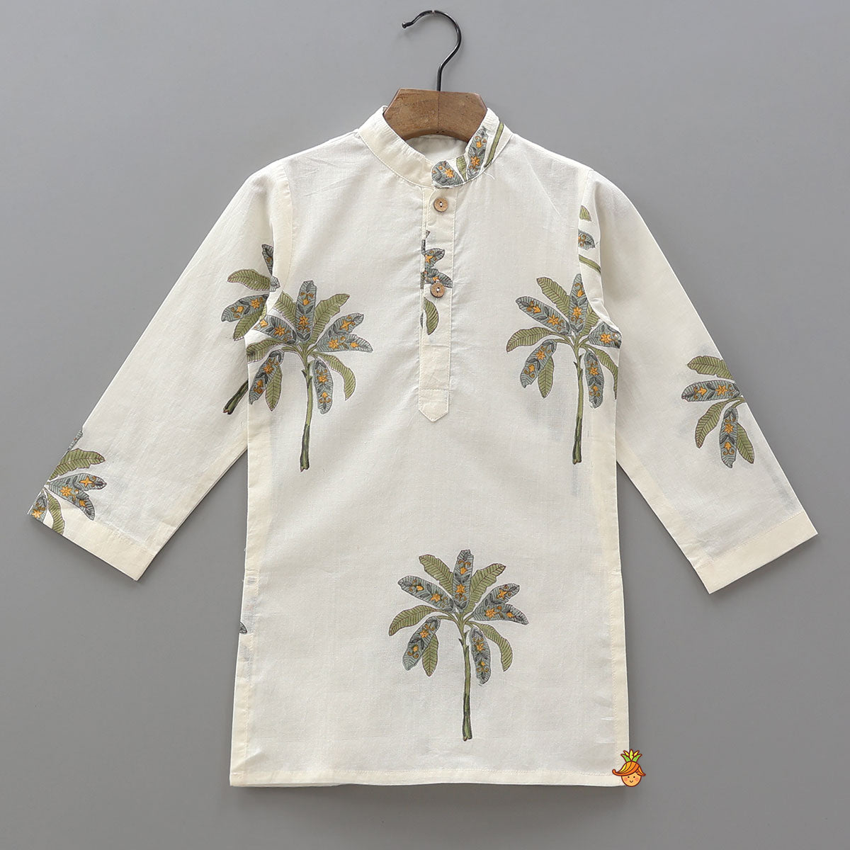 Pre Order: Floral Hand Block Printed Kurta With Jacket And Dhoti