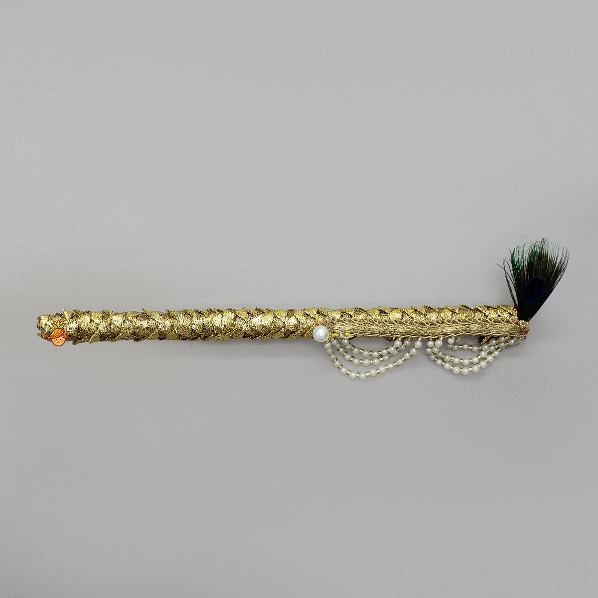 Pre Order: Traditional Brocade Dhoti Set With Matching Stole, Head Band, Basuri And Mala