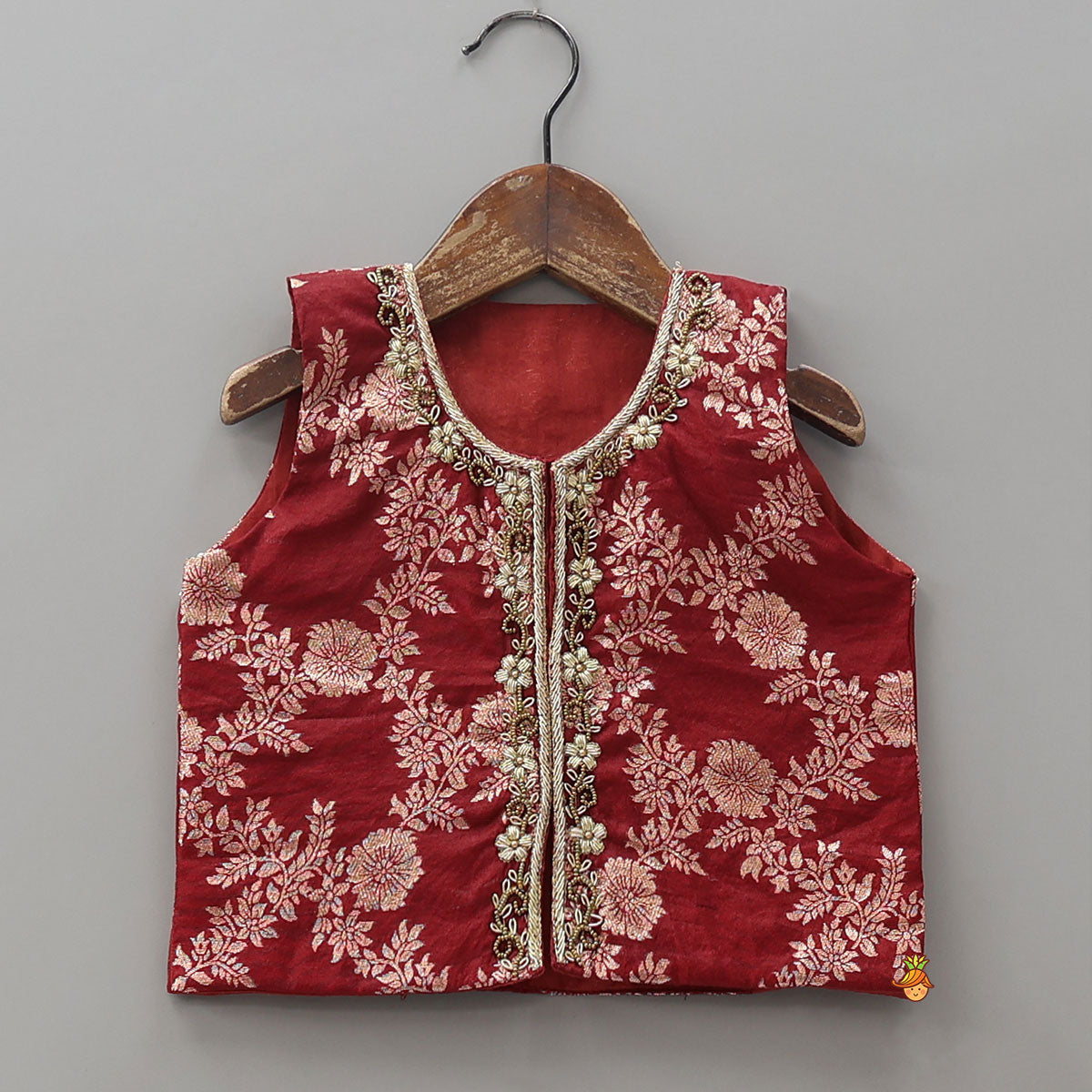 Pre Order: Collar Neck Kurti With Contrasting Jacket And Palazzo