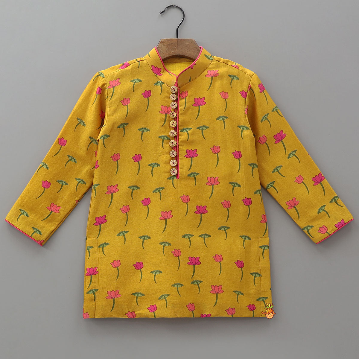 Lotus Printed Kurta With Dhoti