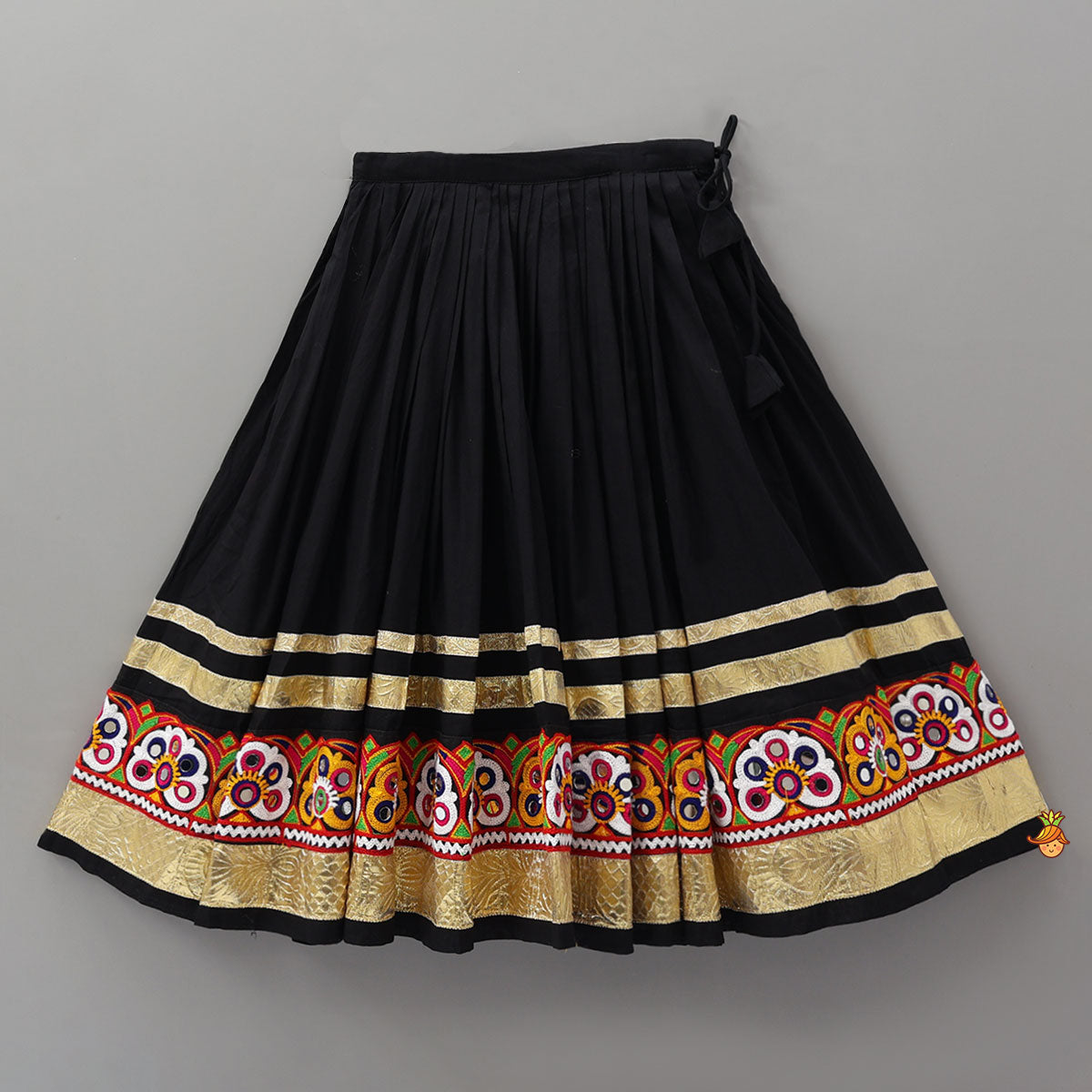 Strappy Multicoloured Top With Flared Lehenga And Dupatta