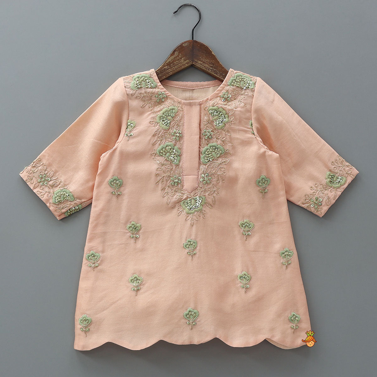 Pre Order: Floral Intricate Zari Embroidered Kurti And Sharara