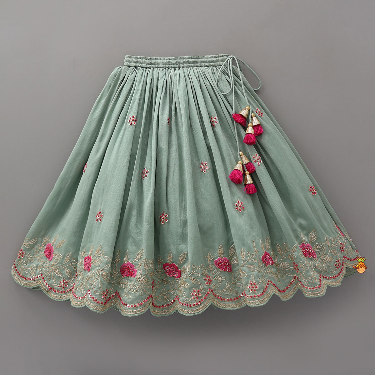 Pre Order: Halter Neck Crop Top And Scalloped Lehenga