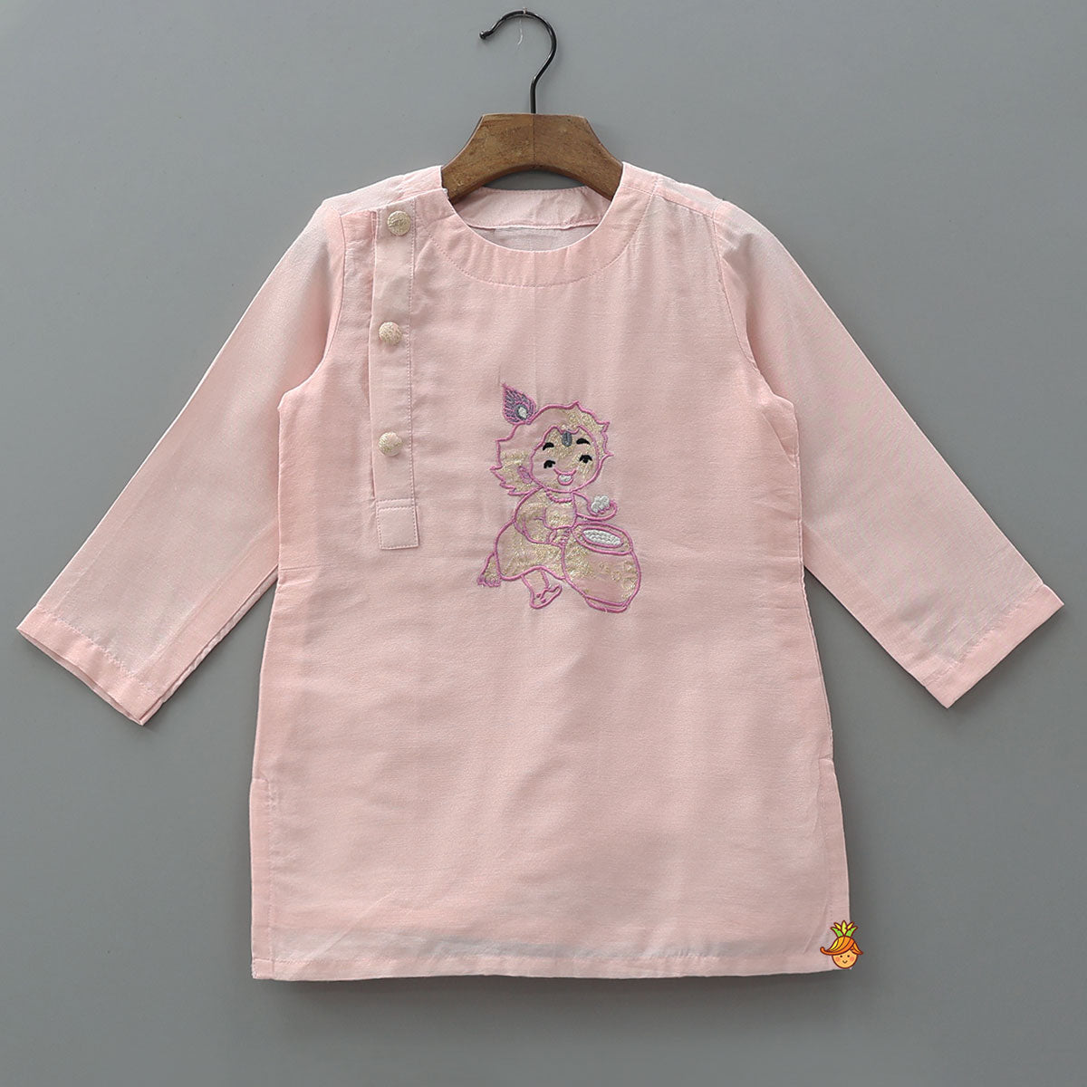Pre Order: Krishna Applique Kurta And Gota Lace Detailed Dhoti