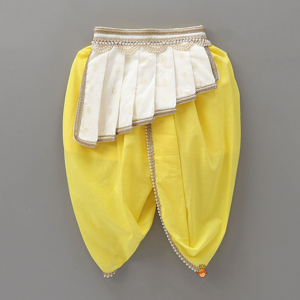Pre Order: Traditional Dhoti Set With Matching Stole And Waist Belt With Headband