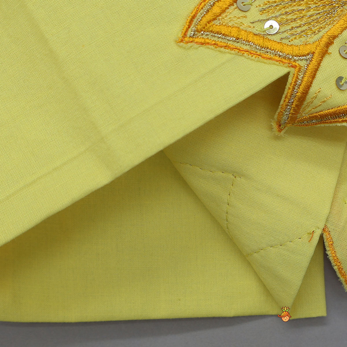 Pre Order: Lotus Applique Work Crop Top And Layered Lehenga With Dupatta And Matching Headband