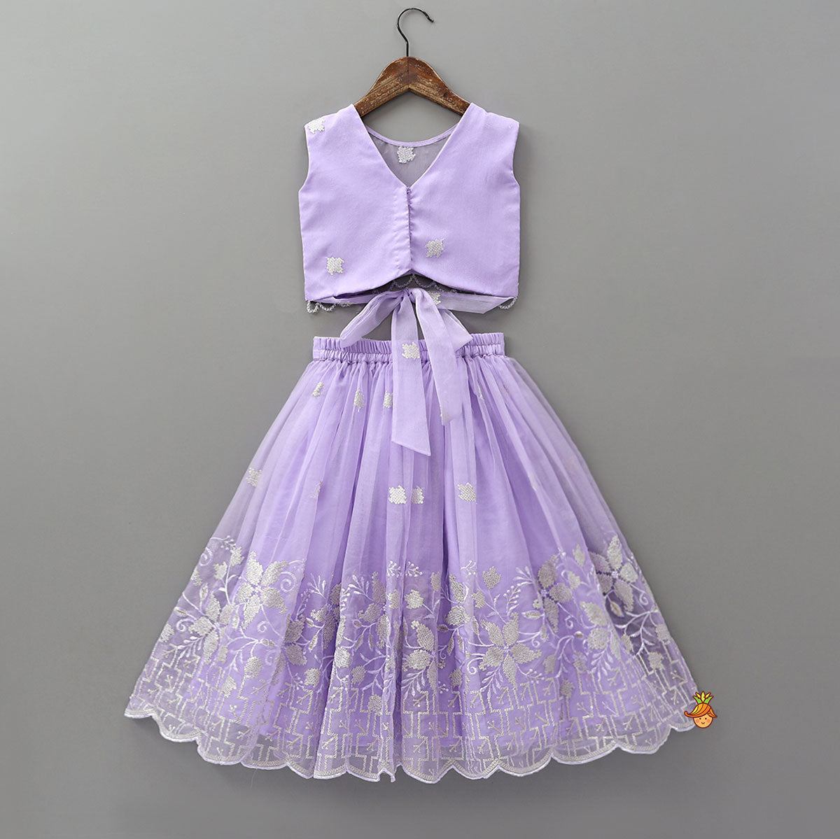 Pre Order: Gorgeous Organza Top And Lehenga With Tassels Detailing