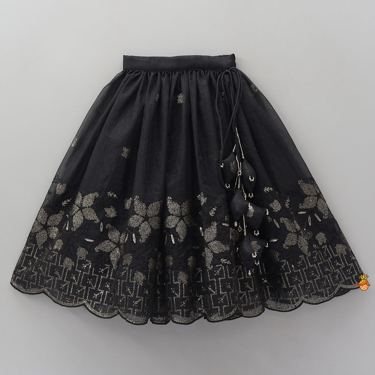 Pre Order: Exquisite Organza Top And Lehenga With Tassel Detailing