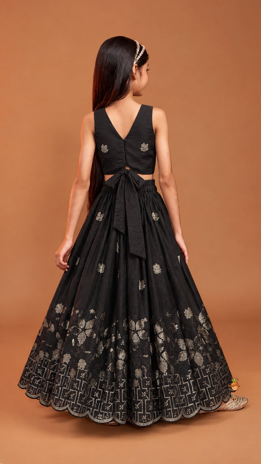 Pre Order: Exquisite Organza Top And Lehenga With Tassel Detailing