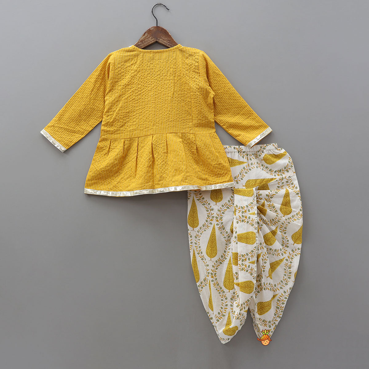 Pre Order: Hand Woven Patch Work Kurta And Dhoti With Matching Head Band