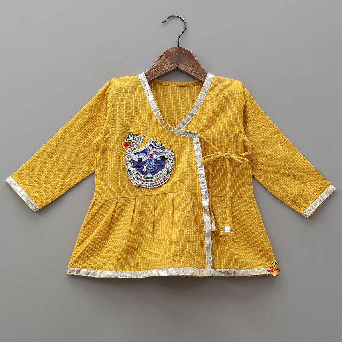 Pre Order: Hand Woven Patch Work Kurta And Dhoti With Matching Head Band
