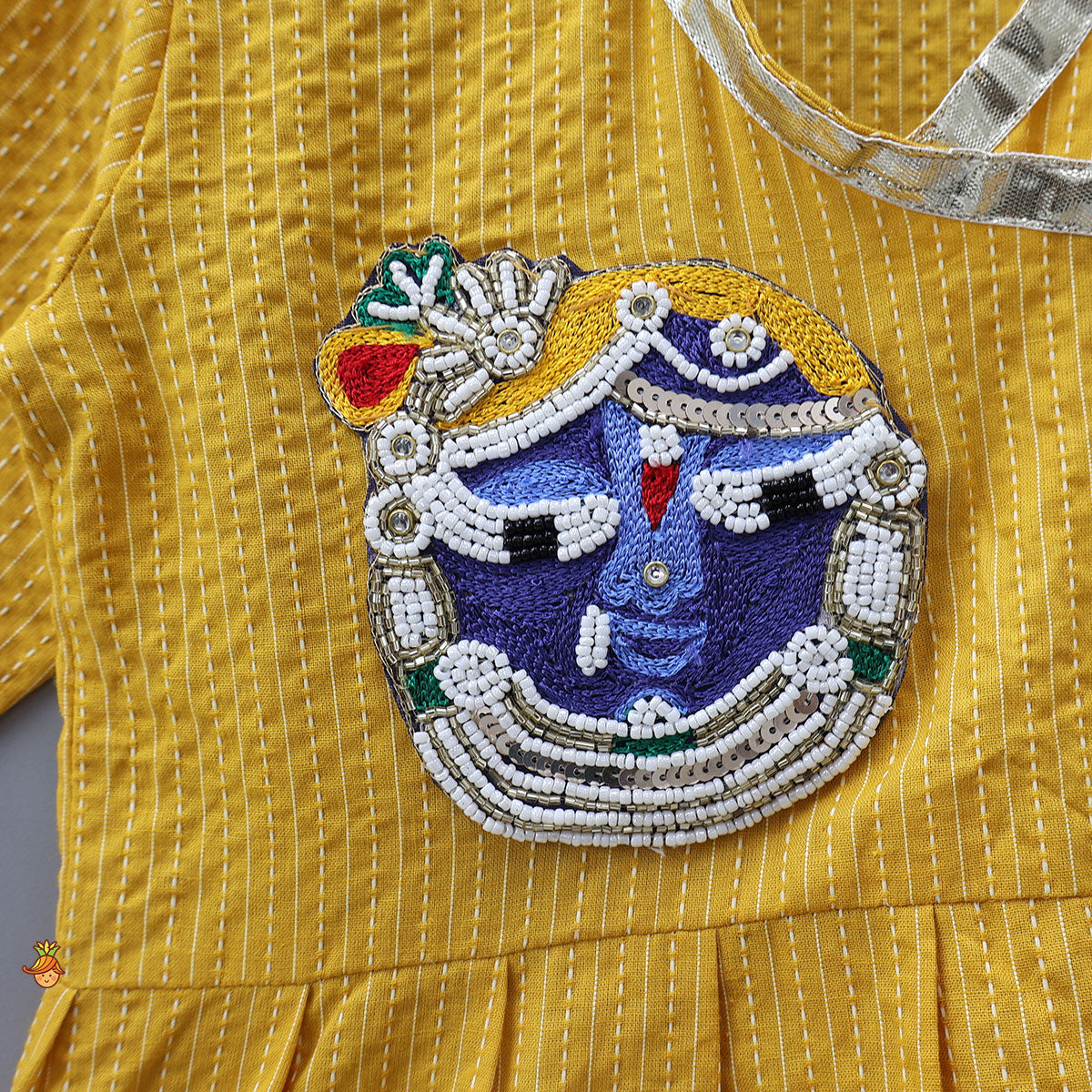 Pre Order: Hand Woven Patch Work Kurta And Dhoti With Matching Head Band