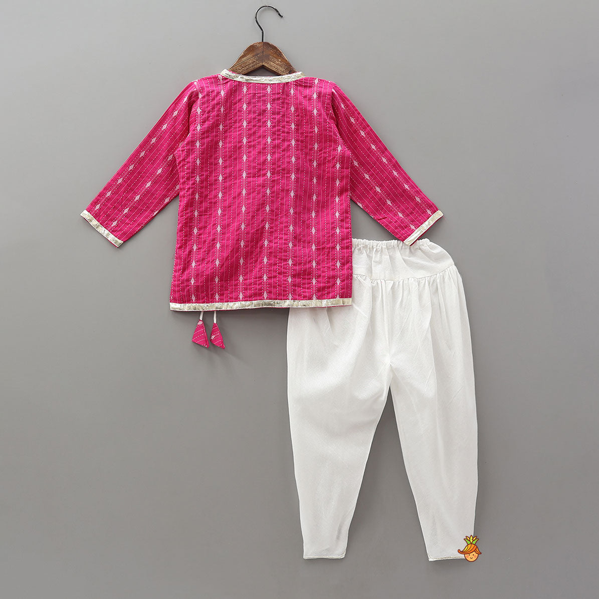 Pre Order: Krishna Hand Embroidered Kurta And Dhoti Style Pant With Matching Mukut