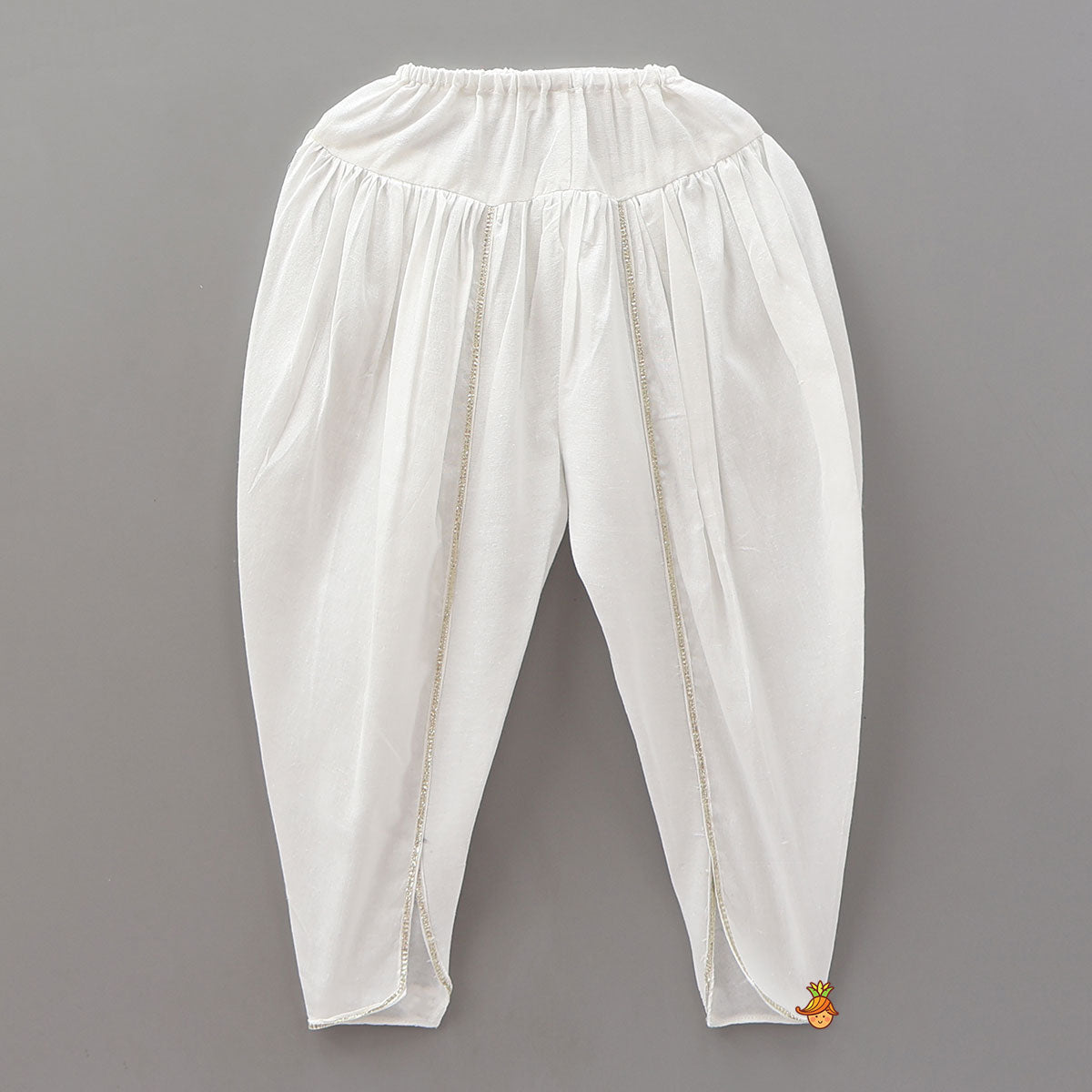 Pre Order: Krishna Hand Embroidered Kurta And Dhoti Style Pant With Matching Mukut