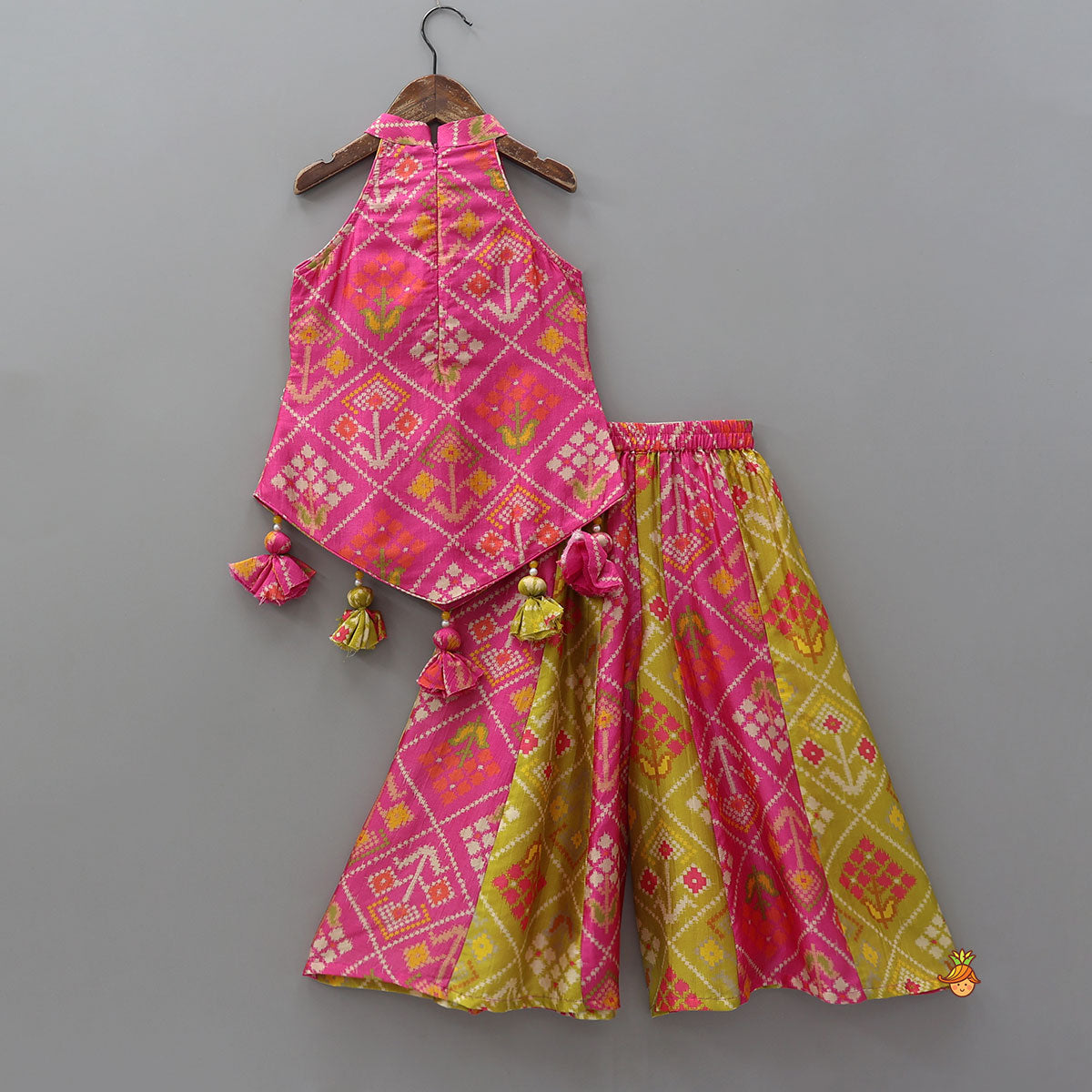 Pre Order: atola Inspired Embroidered Halter Top With Flared Palazzo