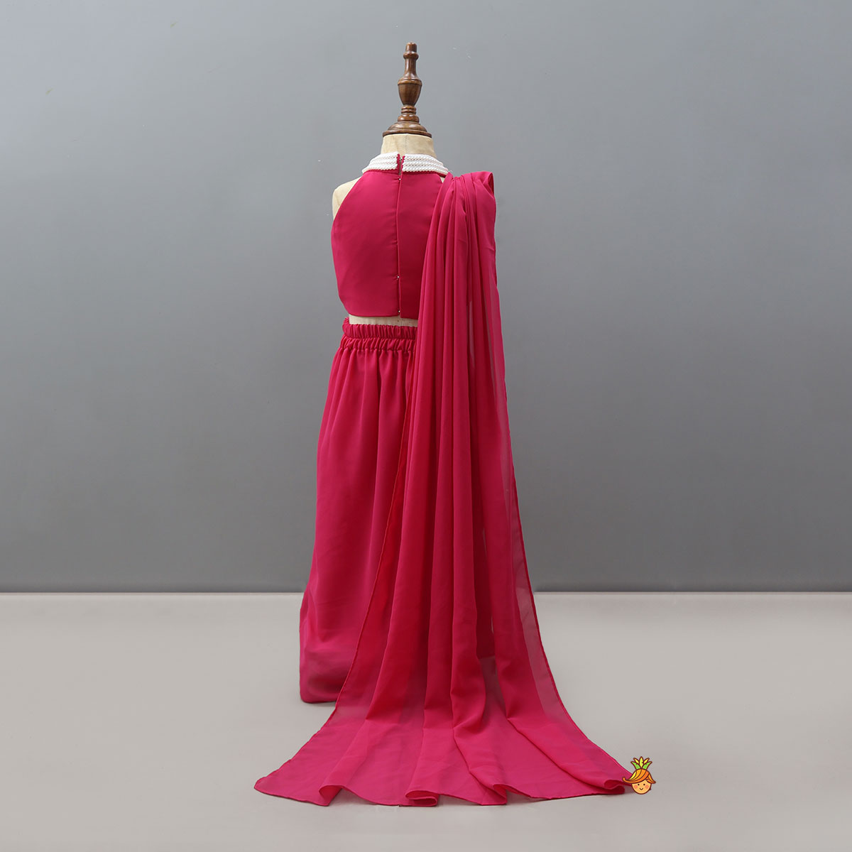 Elegant Faux Pearls Detailed Pre Draped Saree
