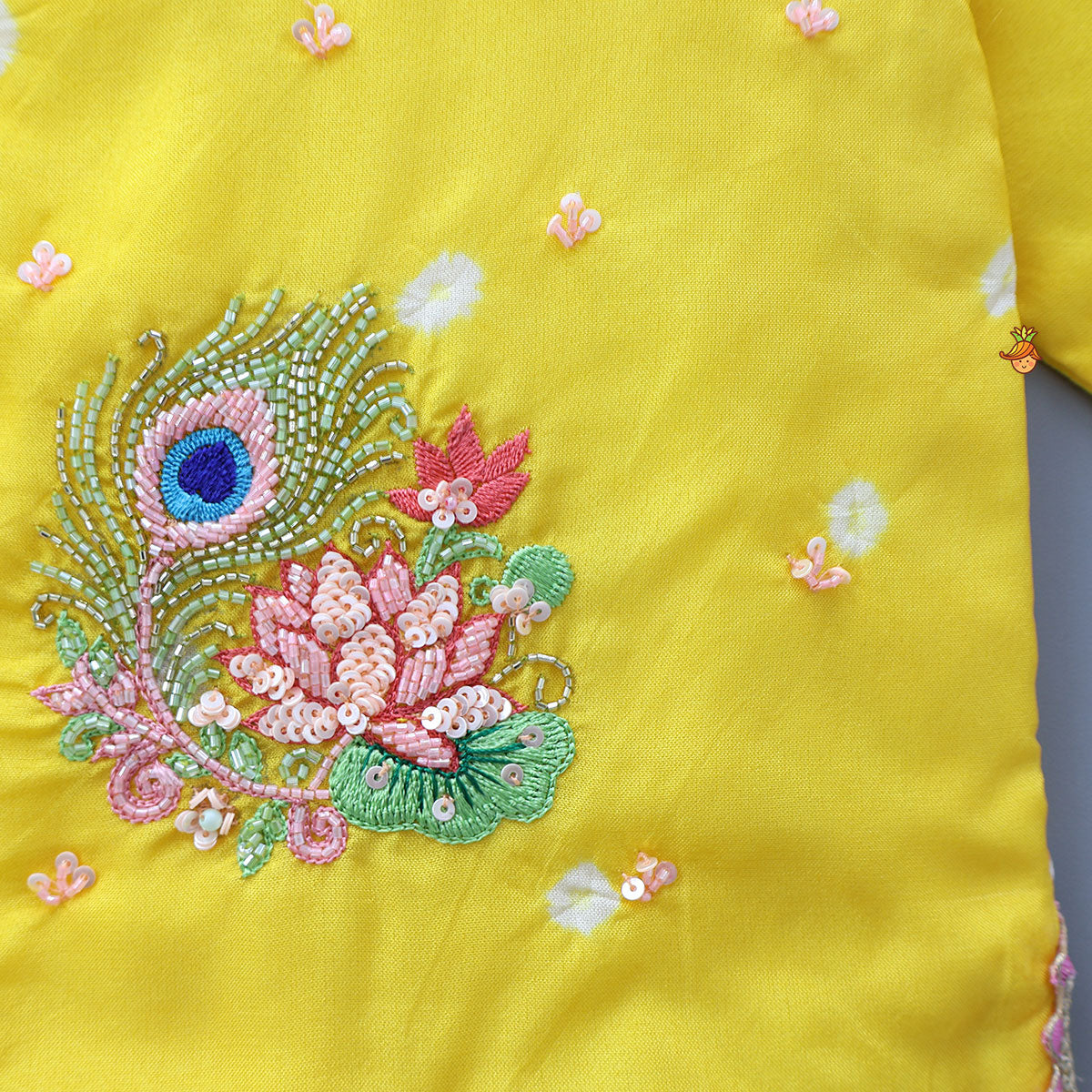 Pre Order: Silk Angarkha Style Kurta With Dhoti And Matching Mukut