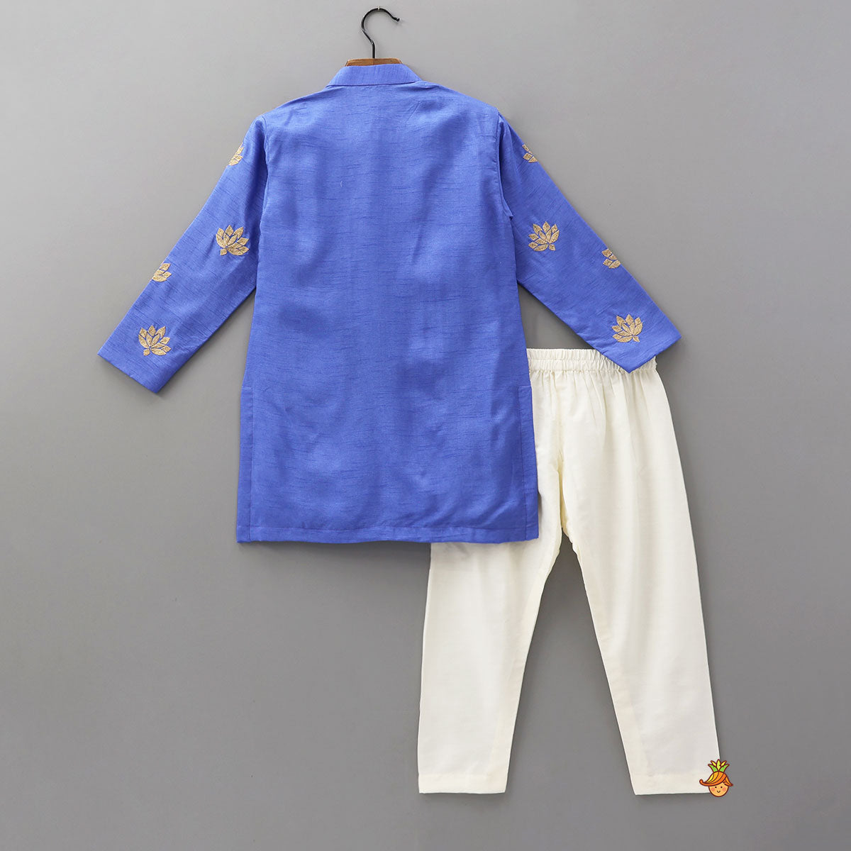 Contrasting Embroidered Kurta And Pyjama