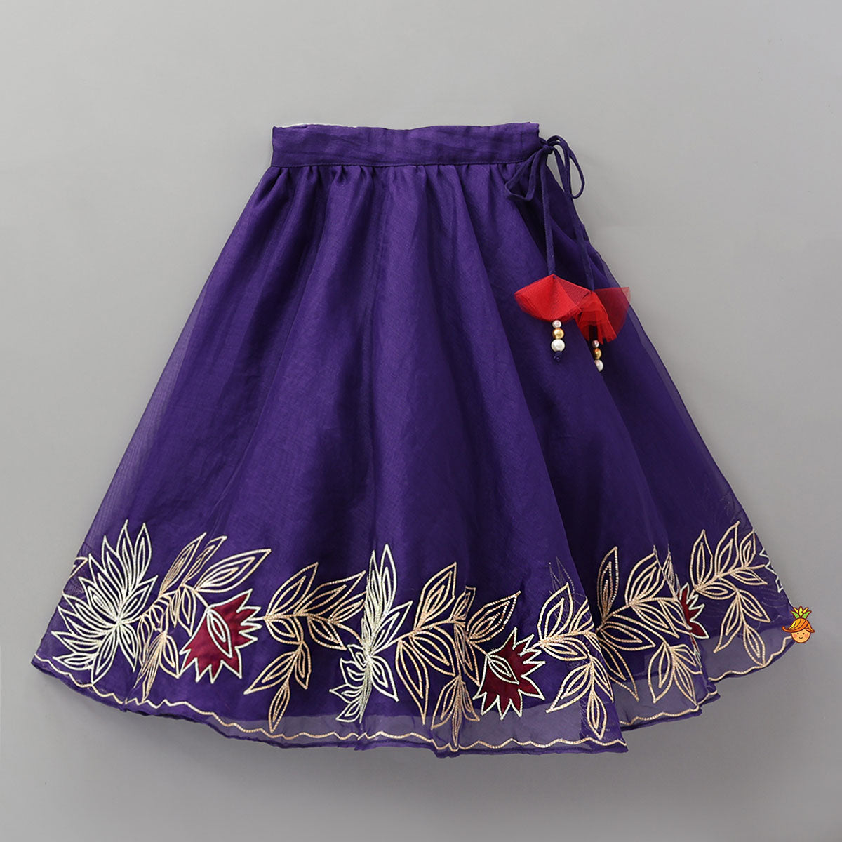 Pre Order: Floral Embroidered Top And Lehenga With Ruffled Dupatta