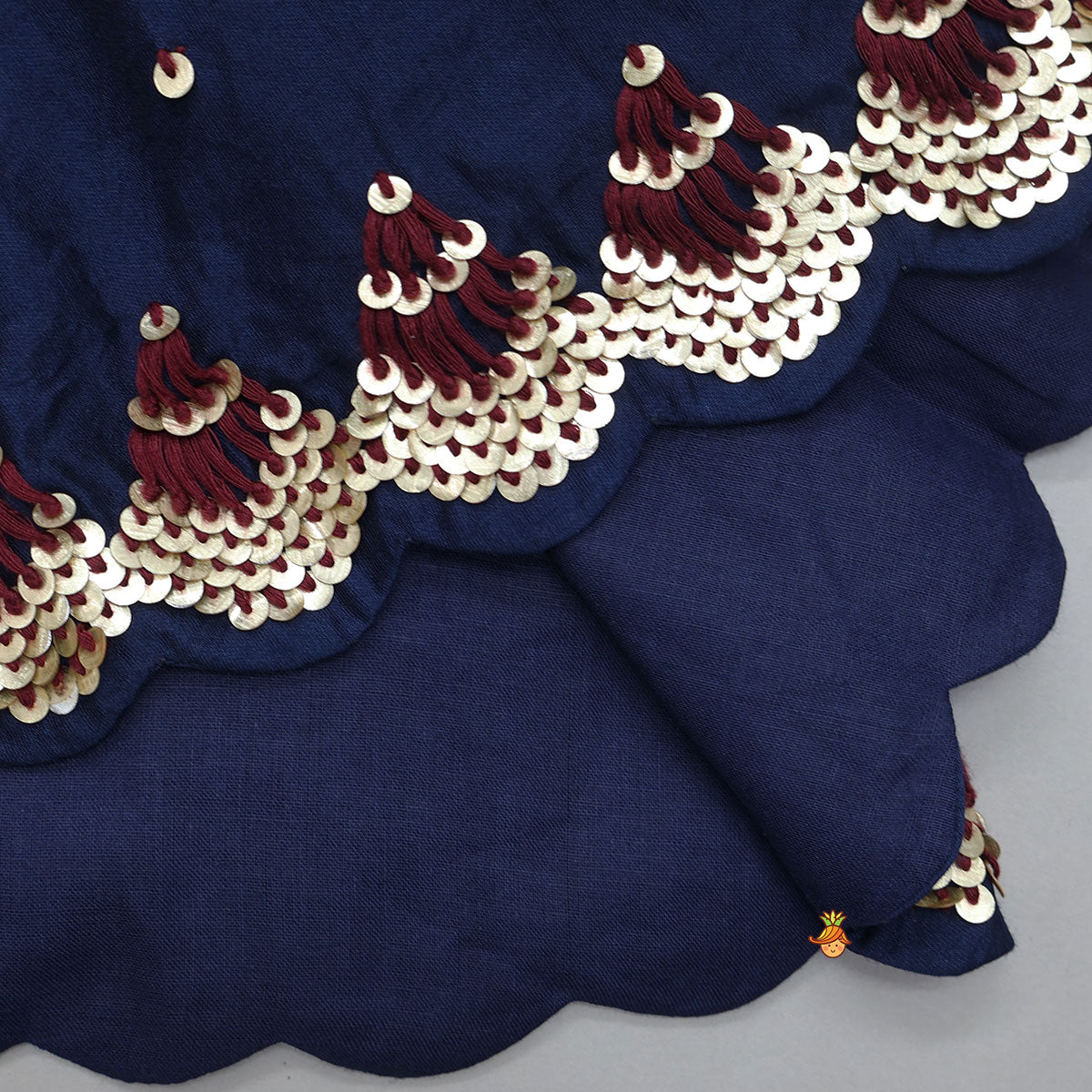 Pre Order: Stylish Tie-Up Hand Embroidered Scallop Top With Printed Palazzo