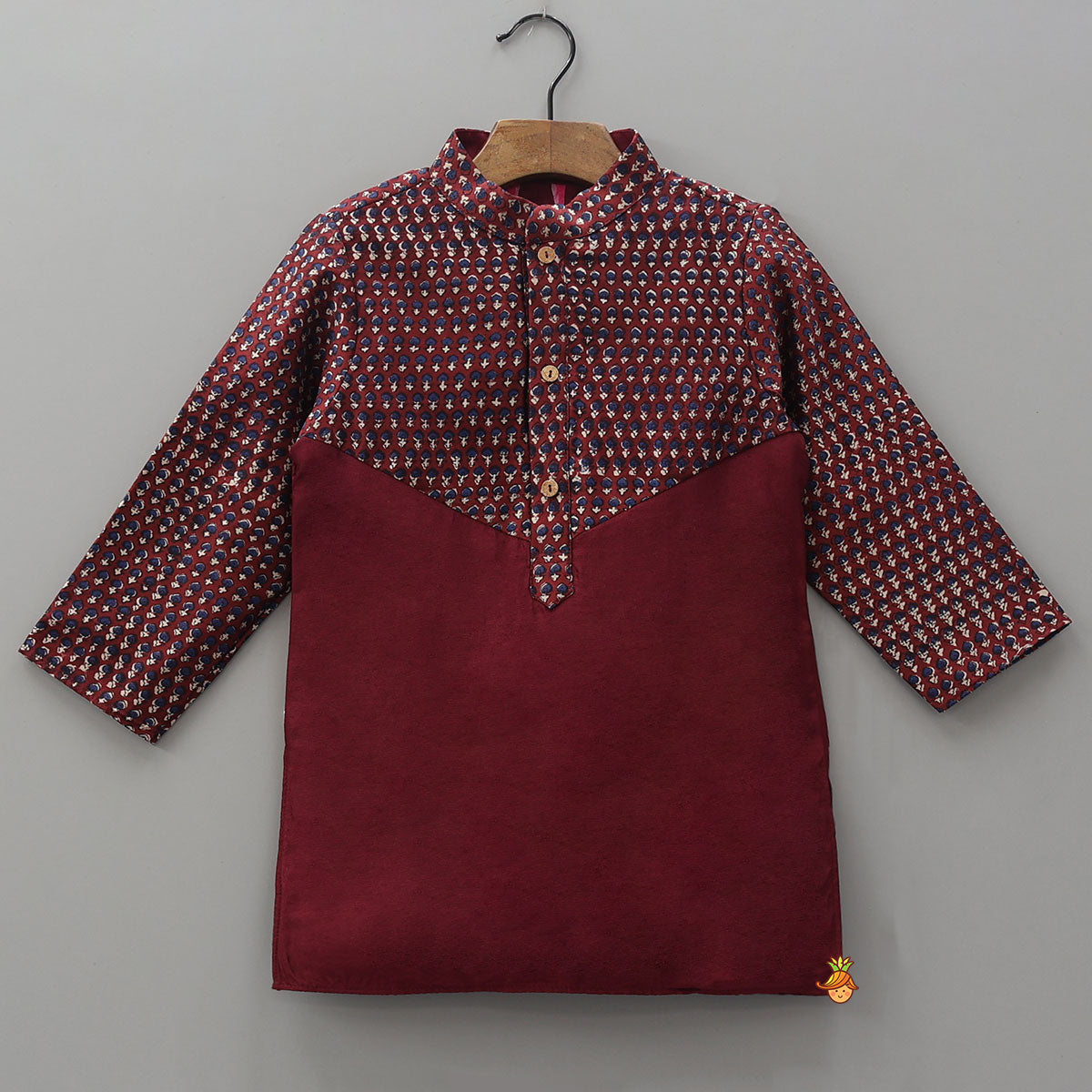 Pre Order: Mandarin Collar Hand Block Printed Kurta And Pyjama