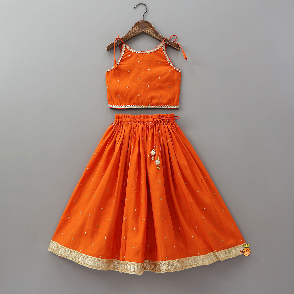 Strappy Ethnic Top With Lehenga And Dupatta