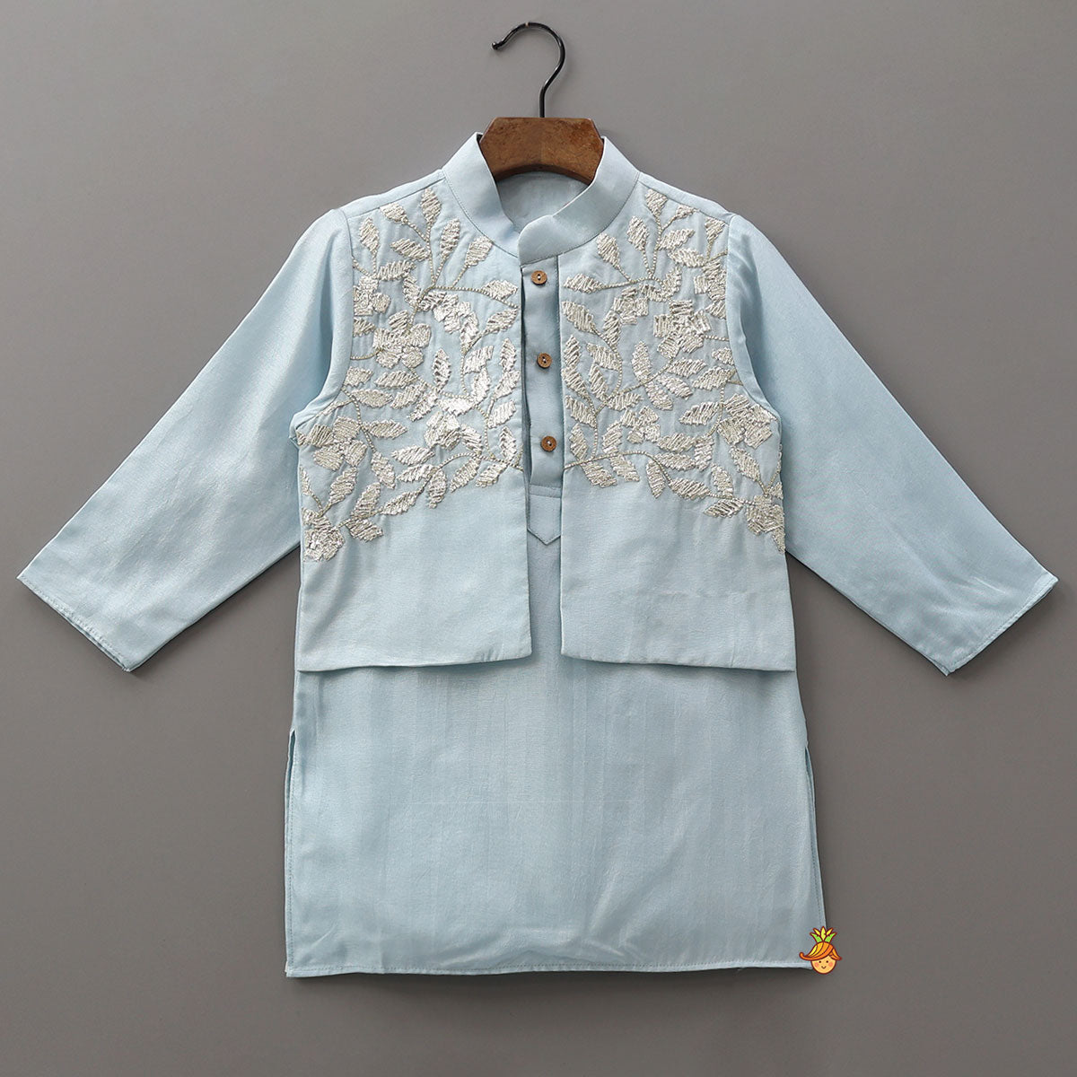 Pre Order: Faux Jacket Style Gota Embroidered Kurta With Pyjama