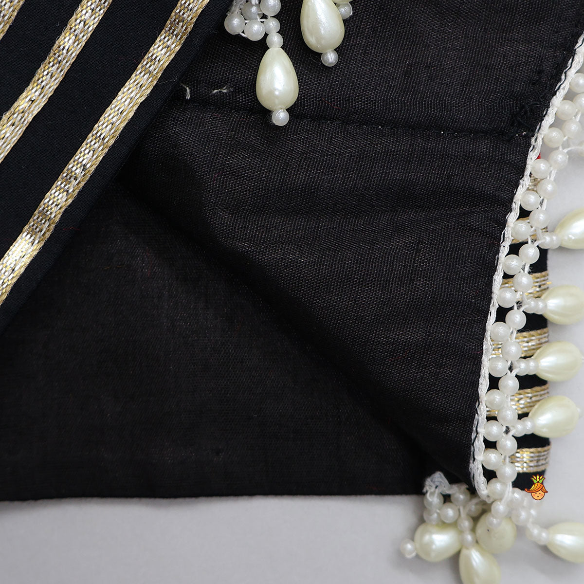 Pre Order: Strappy Mirror Embroidered Top With Lehenga And Bandana With Potli Bag