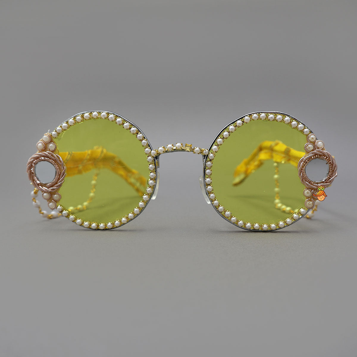 Faux Pearl Embellished Round Sunglasses For Up To 8 Years