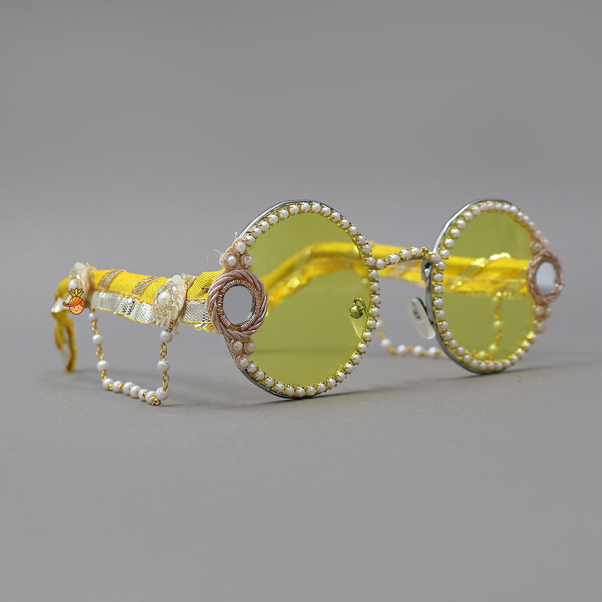 Faux Pearl Embellished Round Sunglasses For Up To 8 Years