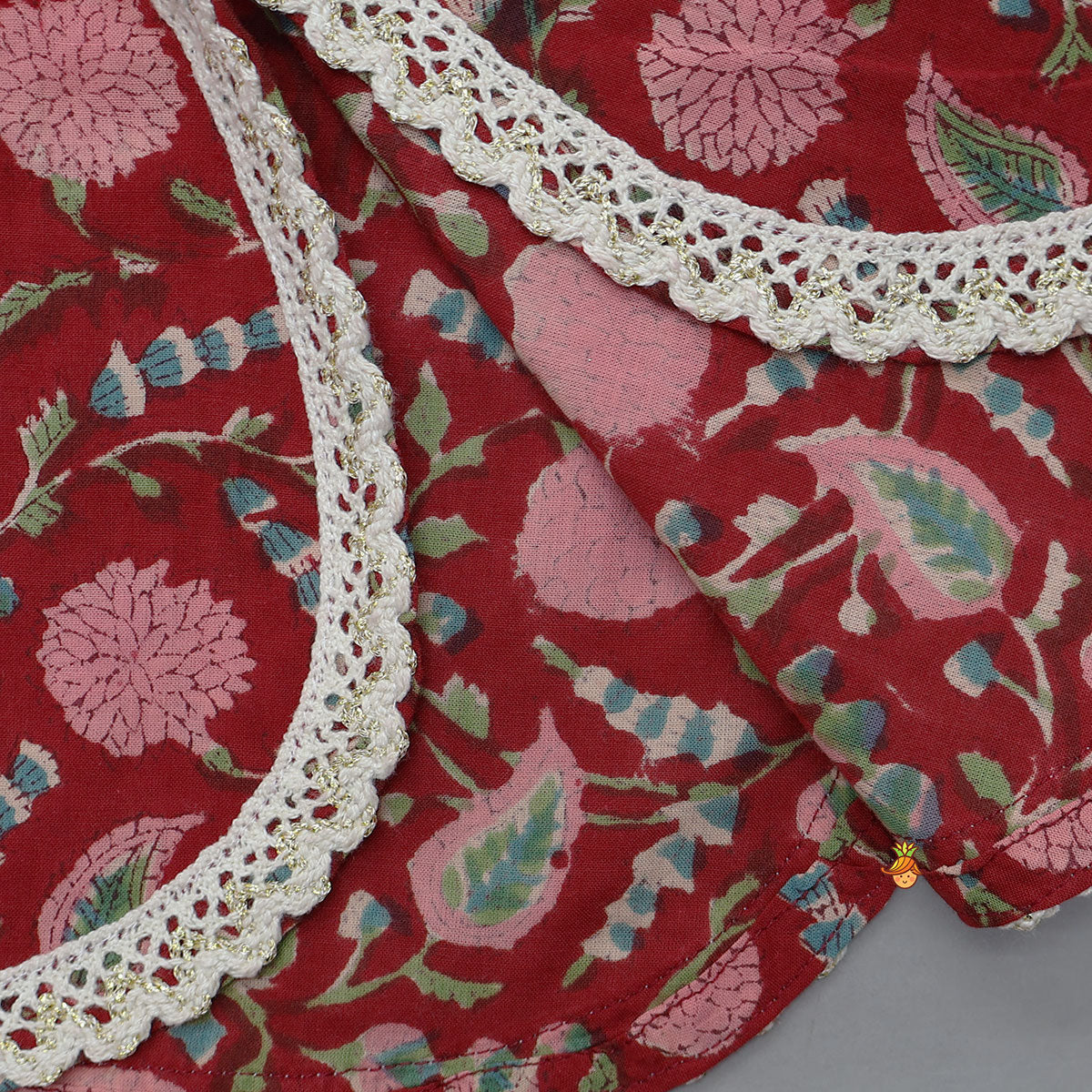 Pre Order: Hand Block Floral Printed Cotton Kurti With Sharara And Contrasting Dupatta