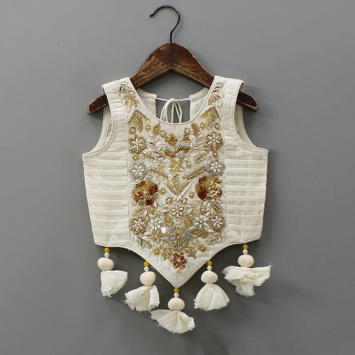 Pre Order: Stunning Tassel Detailed Floral Embroidery Top With Palazzo