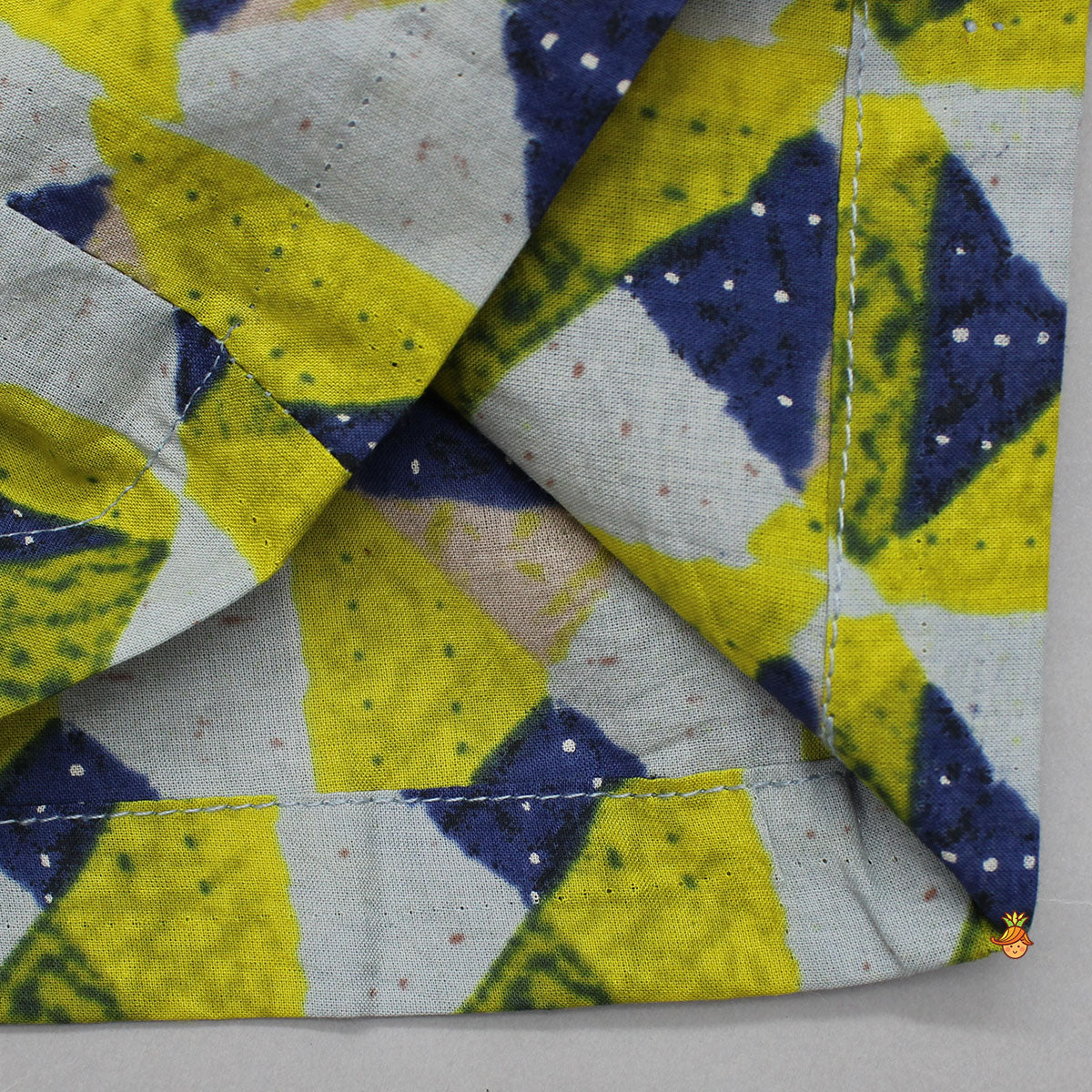 Pre Order: Geometric Print Angrakha Kurta And Dhoti With Matching Cap And Booties