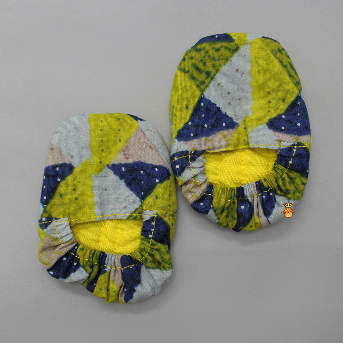 Pre Order: Geometric Print Angrakha Kurta And Dhoti With Matching Cap And Booties