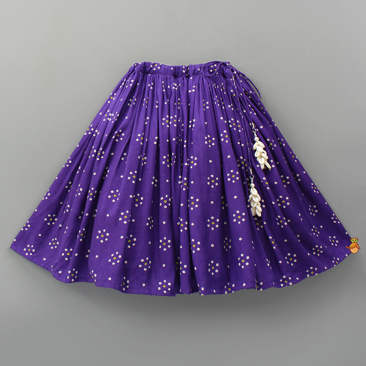 Pre Order: Bandhani Printed Embroidered Patchwork Top With Lehenga