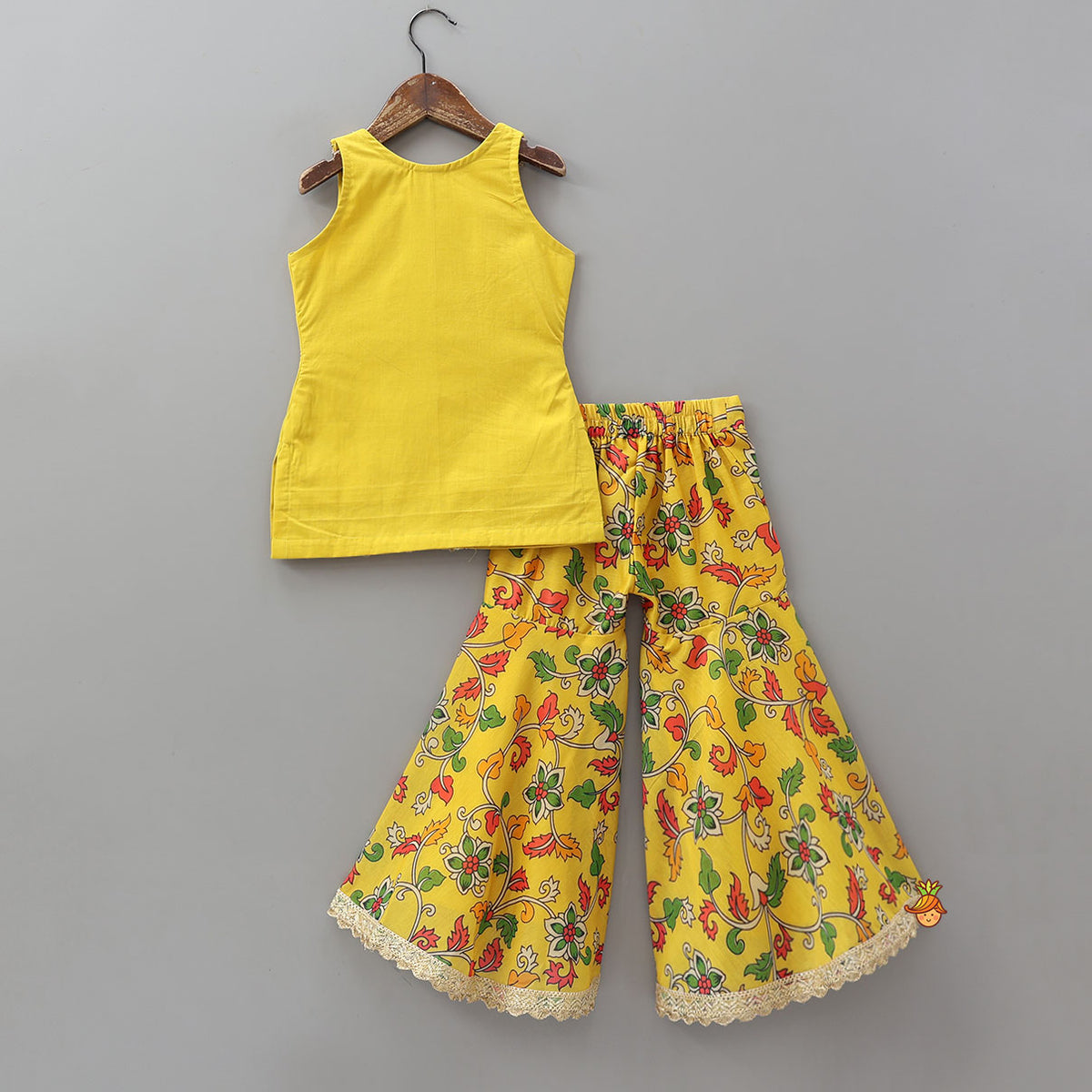 Pre Order: Printed Yoke Kurti And Sharara With Matching Dupatta