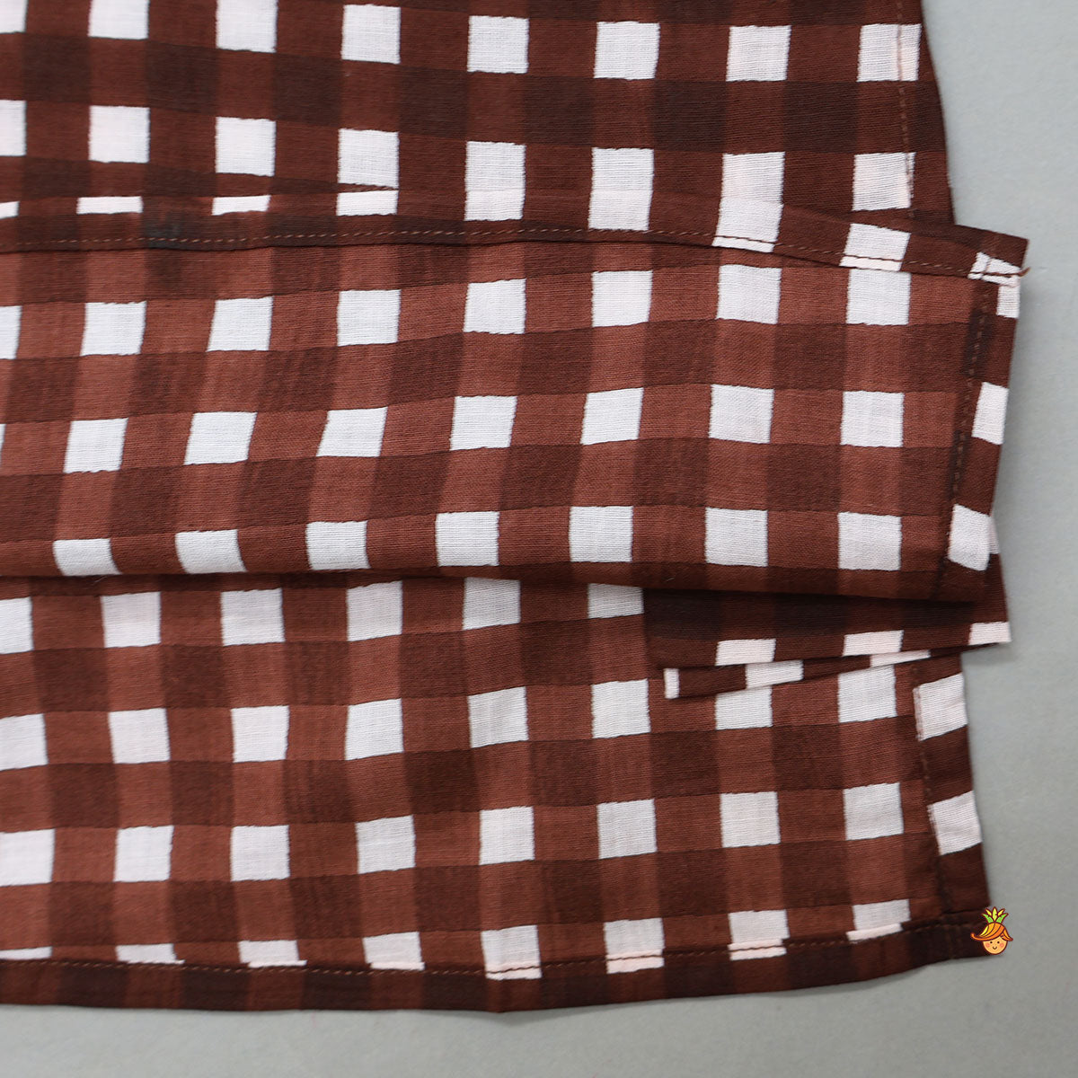 Pre Order: Checked Lace Detailed Kurta With Pyjamas